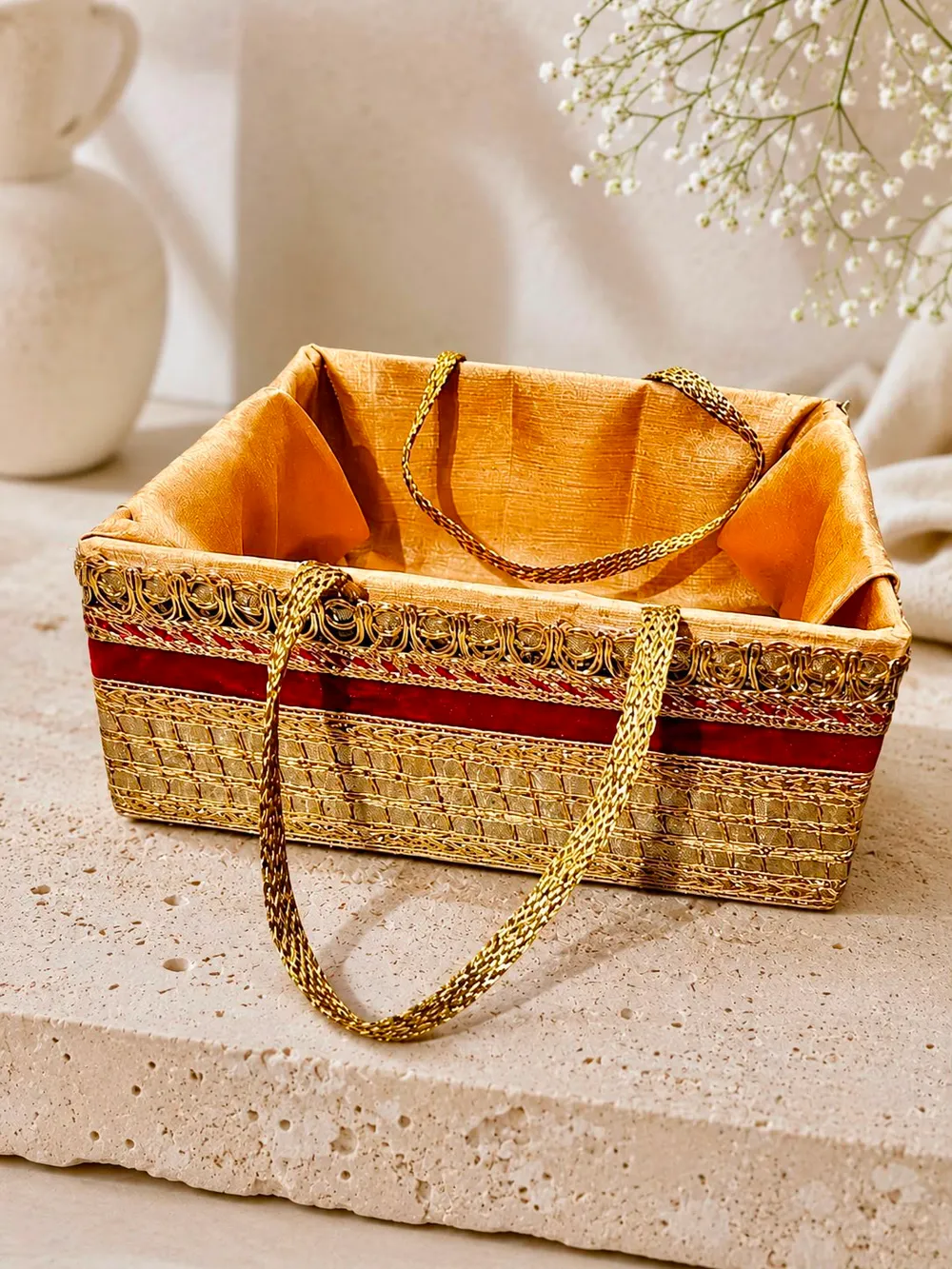 Fabric & brocade basket
